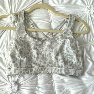 Lululemon size 8 white with gray spots sports bra